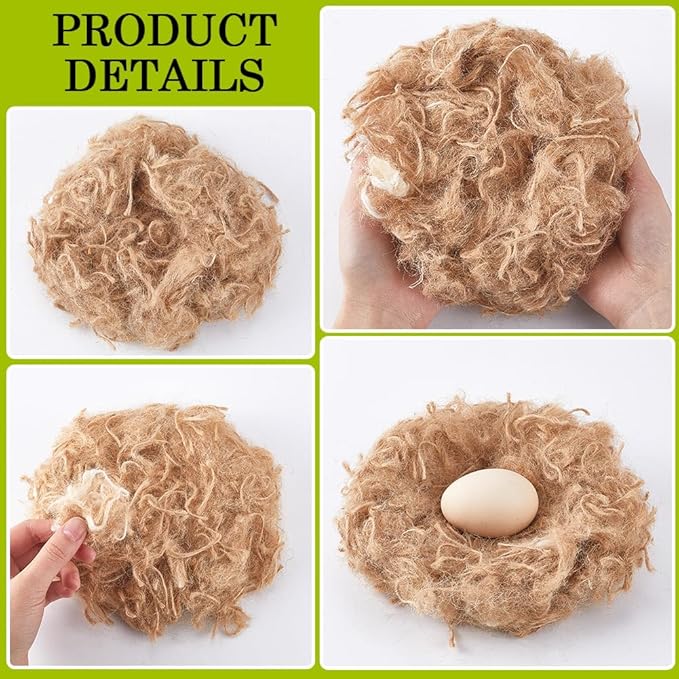 CREATCABIN 40g Bird Nesting Material Jute Bird Nests Bedding Material Mixing Canary Nesting Material Finch Parakeet Nesting Materials for Hummingbird Hamster Cage Gardens Tree Trunks Cotton Wool
