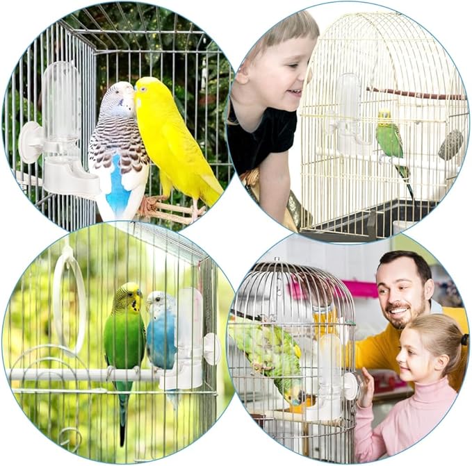Automatic Pet Bird Water Feeder, Bird Water Dispenser for Cage, Bird Cage Suspended Automatic Water Dispenser, Bird Feeders for Parakeet Budgie Cockatiel Lovebirds Canary Finch (110ml)