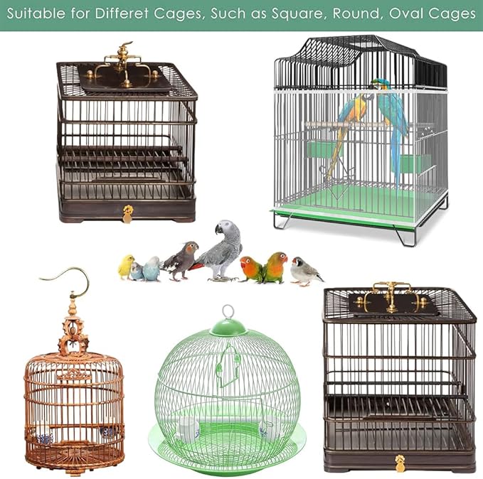 SKYPRO Universal Mesh Bird Cage Cover Shell Skirt Net Easy Cleaning Seeded Catcher Guard Bird Cage Stretchy Mesh Parrot Bird Cage Net(Large,Green)