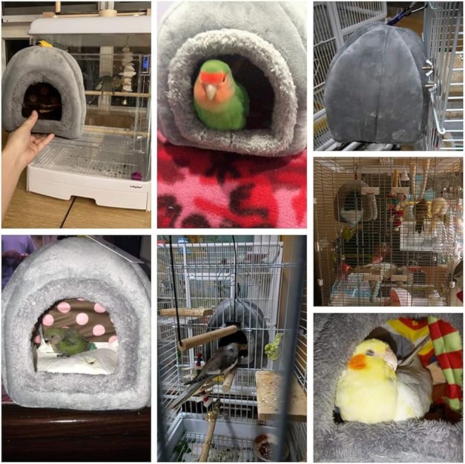 QBLEEV Winter Warm Bird Nest House, Parrot Hanging Hammock for Cages, Bird Bed Soft Plush Snuggle Hut Tent, Parakeet Cage Accessories Birds Hideaway Sleeping Bed for Budgie Cockatiel Conure Lovebird