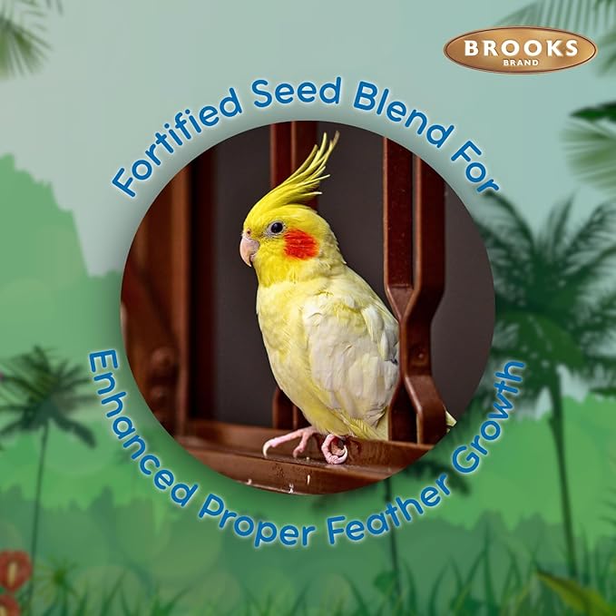 Brooks Brand Grains Plus Cockatiel Blend, Bird Food Cockatiel Bird Seed Mix, Alimento para Pajaritos, 7 lb Jug