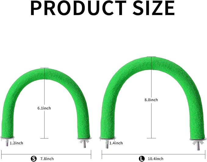FrgKbTm U Shape Parrot Perch Stand Toy Bird Platform Sand Paw Grinding Clean Stick Exercise Conure Budgie Cockatiel Cage Accessories (Green)
