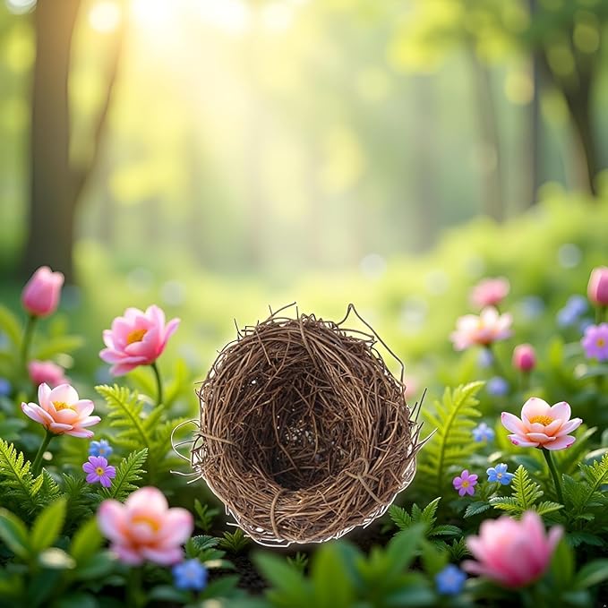 2Pcs Easter Bird Nest Anti-Scratch Decorative Lightweight Egg Decoration Prop Easter Bird Nest Compatible with Crafts Artificial Flowers Artificial Plants and Flowers(6 cm)