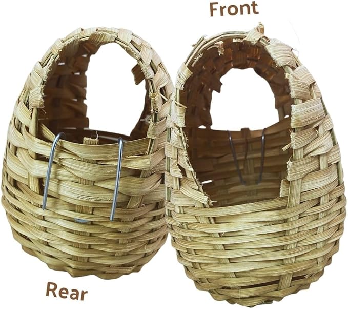 Wicker Nest Baskets for Nesting Finches - 2pcs of Durable Wicker and Comfortable Exotic Bird Nest for Cage, Designed for Finches and Canaries, Perfect Bird Cage Accessories for Small Birds