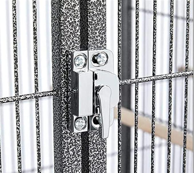 Large Elegant and Durable Wrought Iron Play Ground Perch Stand Top Climbing Ladder Bird Parrot Rolling Metal Cage with Around Seed Guard Storage Shelf On Heavy Duty Lockable Rolling Wheels