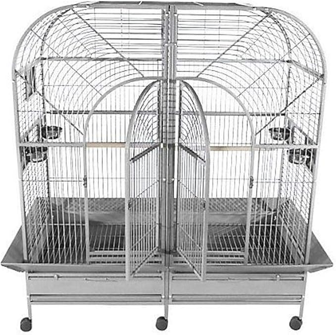A&E Cage Co. Double Macaw Cage with Removable Divider, 64"" x32, Platinum (6432 Platinum)