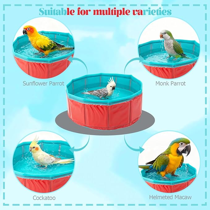 Portable Conure Bathtub,Parrot Bath Tub for Outdoor,Outdoor Travel Multi Functional Portable Parrot Bath,Suitable for Small to Large Birds African Grey Budgerigar Parakeet African Parrot.