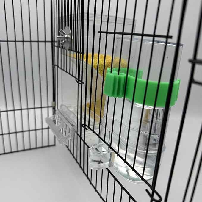 Automatic No Mess Bird Feeder Water Dispenser Set, Acrylic Transparent Parakeet Cage Accessories Bird Feeder and Waterers in Cage for Small and Medium Cockatiels, Finches, Lovebirds
