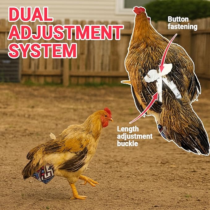 Reusable 3D Chicken Diapers for Indoor Chickens – Leak-Proof 3D Pouch with Replaceable Bag, Adjustable Straps & Cross-Back Design, Fit for Hens and Roosters(Plastic Bags not Included)-Widened