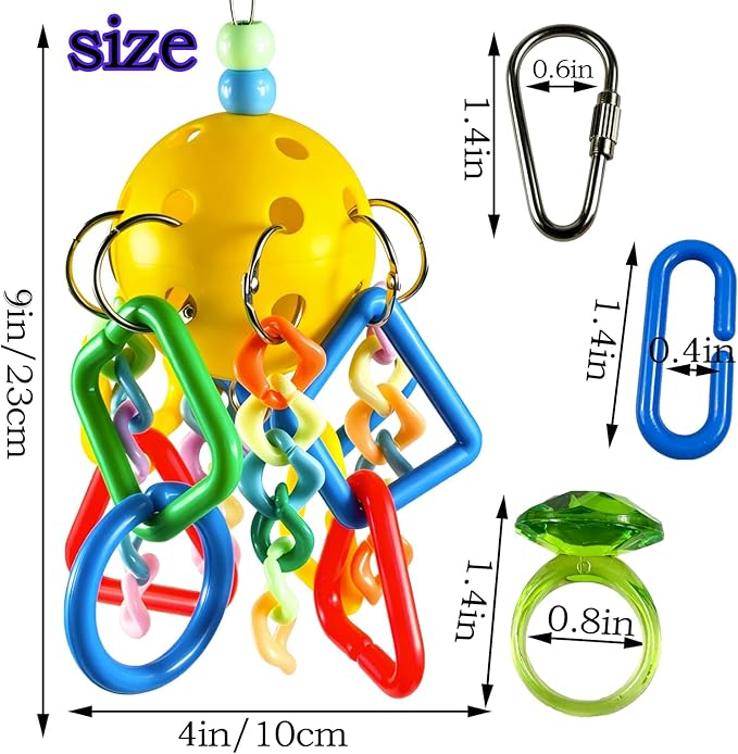 Parrot Toys, Hanging chew Toys Suitable for African Gray Parrots, Cockatiels, Amazon, Lovebirds, Peacock Parrots, and Peacock