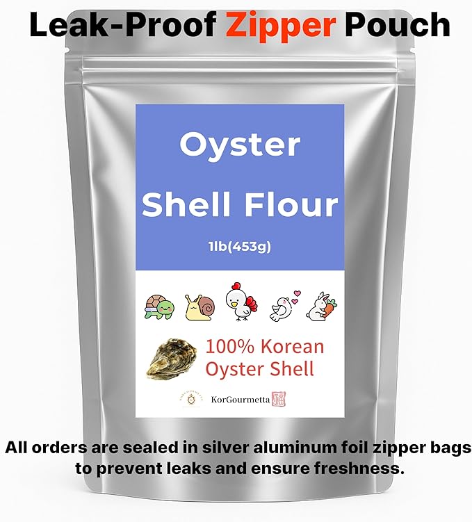 | Oyster Shell Flour 1lb – Finely Ground Calcium Material for Chickens, Ducks, Birds, Reptiles, Amphibians, and More – Crushed Oyster Shell Alternative | 굴껍질가루 (1lb)