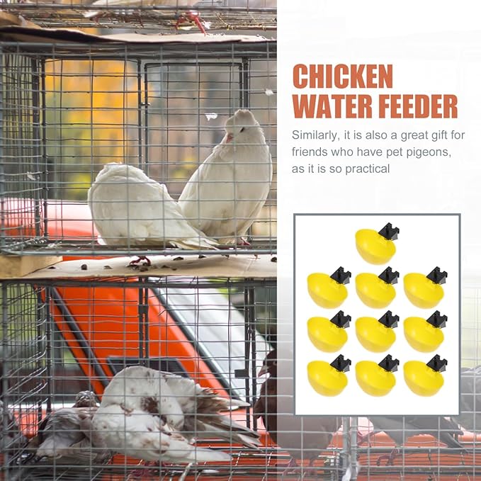 Ipetboom 10Pcs Automatic Bird Water Dispenser Small Pigeon Feeder Quail Chicken Cage Waterer Practical Pet Drinking Bowl 3.54X3.14X1.57In