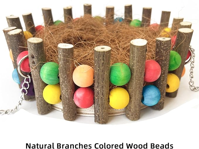 Bird Toys, Bird Perch Stand Playground for Cage, for Small-Medium Parrot, Parakeet, Budgie, Conures(nest)