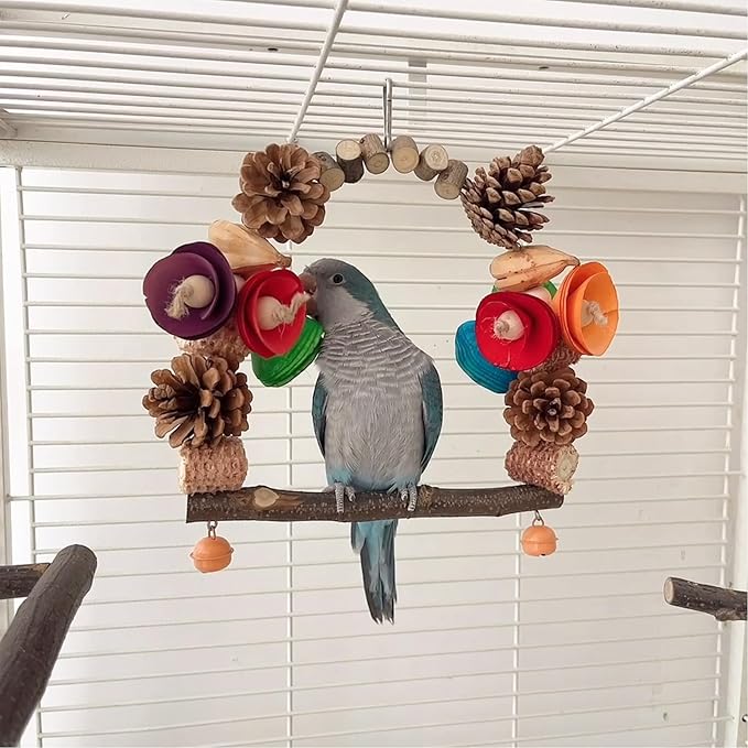 Bird Toys, Bird Perch Stand Playground for Cage, for Small-Medium Parrot, Parakeet, Budgie, Conures(Swing)