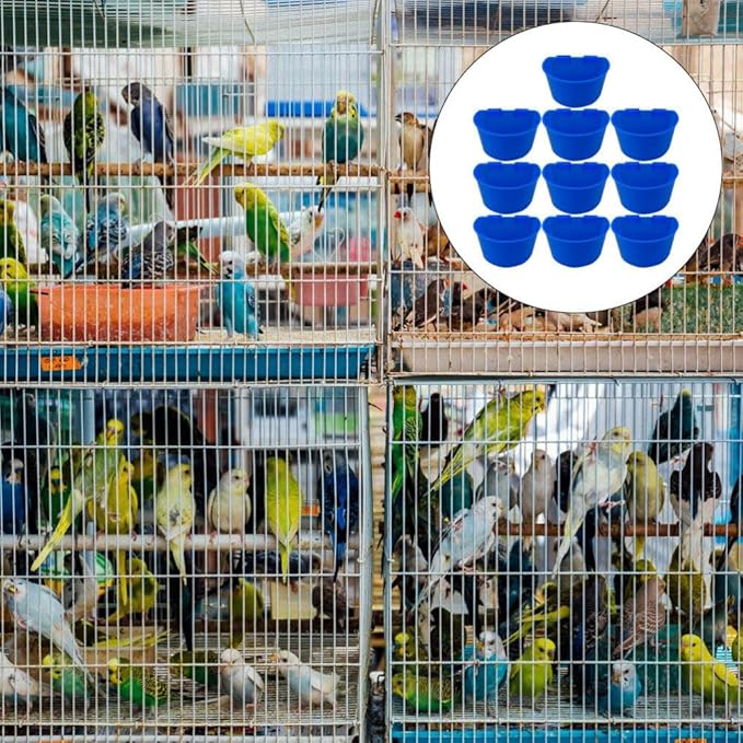 POPETPOP Thick Plastic Pigeon Feeder Water Bowl with Hook Semicircle Design Lightweight Easy Clean 4.33 Inch Cage Hanging Food Cup