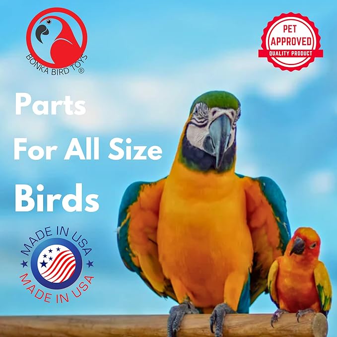 Bonka Bird Toys Natural Leather Bird Toy Strips - 48-Inch Chewing Toys for Parakeets, Cockatiels & Macaws - 6-Pack Dye-Free Training Strands for Mental Enrichment, Safe Play & Interactive Fun