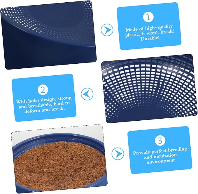 BESPORTBLE Plastic Bird Nesting Bowl with Pads for Pigeons and Quails Durable Air Permeable Breeding Nest for Comfortable Relaxation and Hatching Environment
