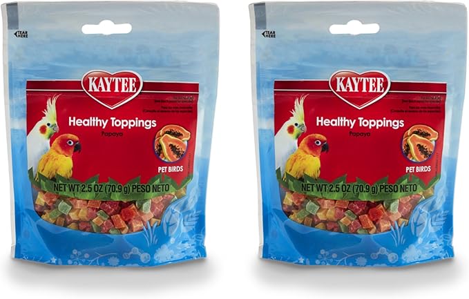 KayteeHealthy Toppings Papaya Bits for All Pet Birds 2.5 oz (Pack of 2)