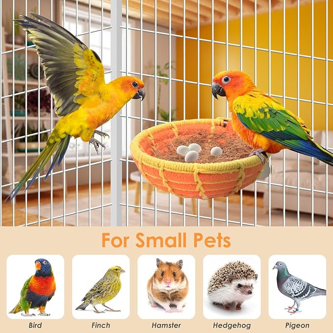 KATUMO Bird Nest, 5.3in Parrot Breeding Nest Bed with Natural Coconut Fiber Bedding for Budgie, Parakeet, Cockatiel, Conure, Lovebird, Canary, Finch, Small Birds