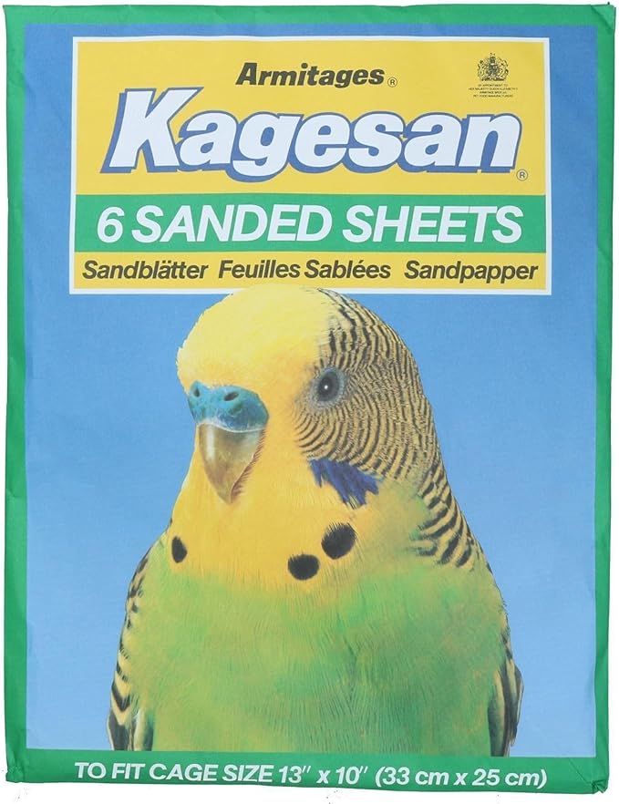 AB Tools 30 Sanded Sheets Sandpaper Cage Lining Budgies Caged Birds 25x33cm