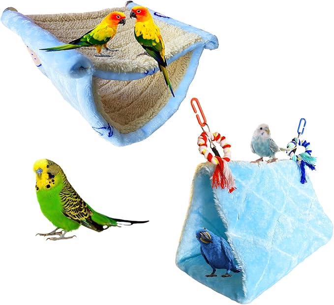 2Pcs Bird Bed for Cage Hanging Hammock Snuggle Hut Parrot Sleeping Bed Tent Toy Bird Nest Perch for Parakeet Budgies Cockatiels Cockatoo Finch Conures