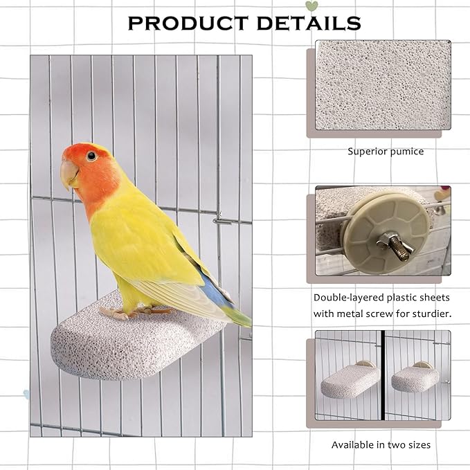 4pcs Bird Perch Stands Foot Claws Trimmer Beak Grinding Stone Parrot Climbing Chewing Toys Cage Accessories for Small Medium Birds Budgies Lovebird Conure (Large)