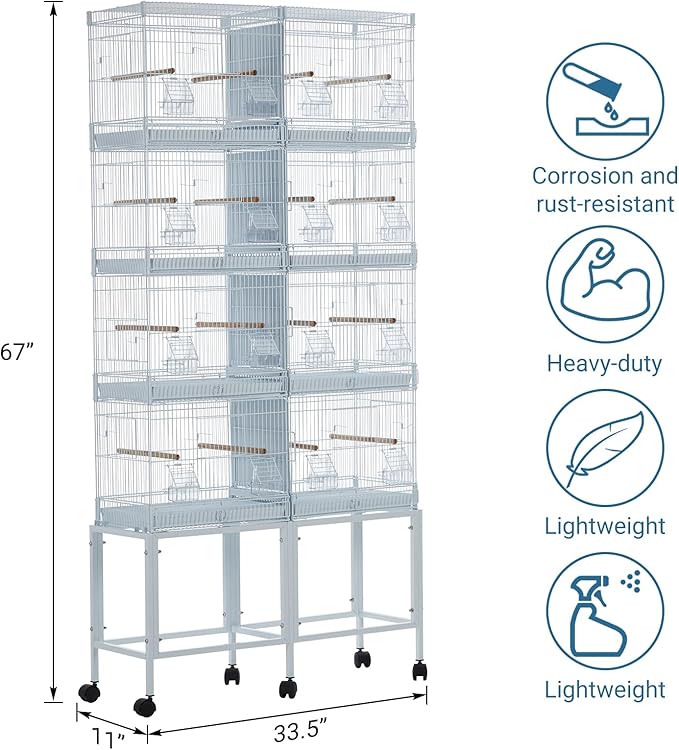 Extra Large Bird Cage Metal Parrot Cage for Mid-Sized Parrots Cockatiels Conures Parakeets Lovebirds Budgie Finch, White