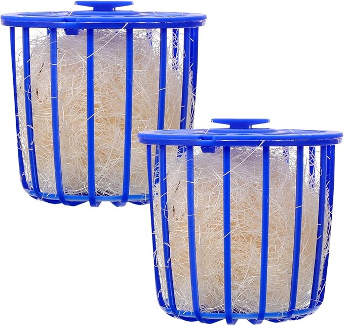 POPETPOP 2 Pcs Bird Nests with Jute Filler, Plastic Hollow Hanging Cage Bird Eggs Hatching Tool, Bird Breeding Hut Nest Pan for Finch Parrot Canary