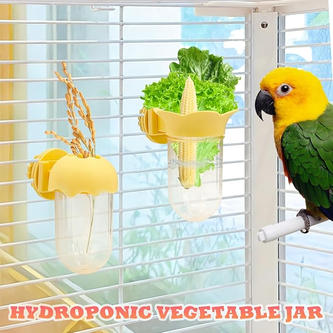 2 Pcs Bird Cage Feeder Accessories, Hanging Veggie & Fruit Holder for Parakeet, Detachable Design for Easy Cleaning