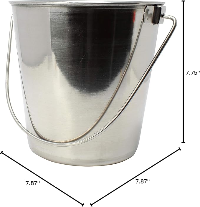 800101 4 Quart Stainless Steel Pail Bonka Bird Toys Durable Shiny Pets Food Water Liquid Treat Feed