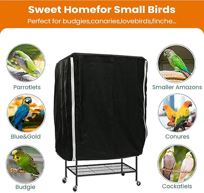 Parrot Cage Guard – Large Night Cover Shield, Sturdy Oxford Cloth, Noise Reduction Crate Blanket, Zipper Access Flap | Animal Cage Cover for, Small Bird, Parakeet, Macaw, Home Indoor Aviary