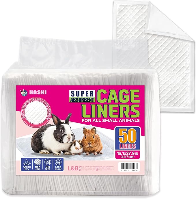 HA SHI Absorbent Bird Cage Liner - 27.9 x 16.1 Inches, 50 Pads, Disposable, Durable 5-Layer, Leak-Proof, Quick-Drying, Odor-Free for Parrots, Parakeets, Budgies, Canaries, Cockatoos