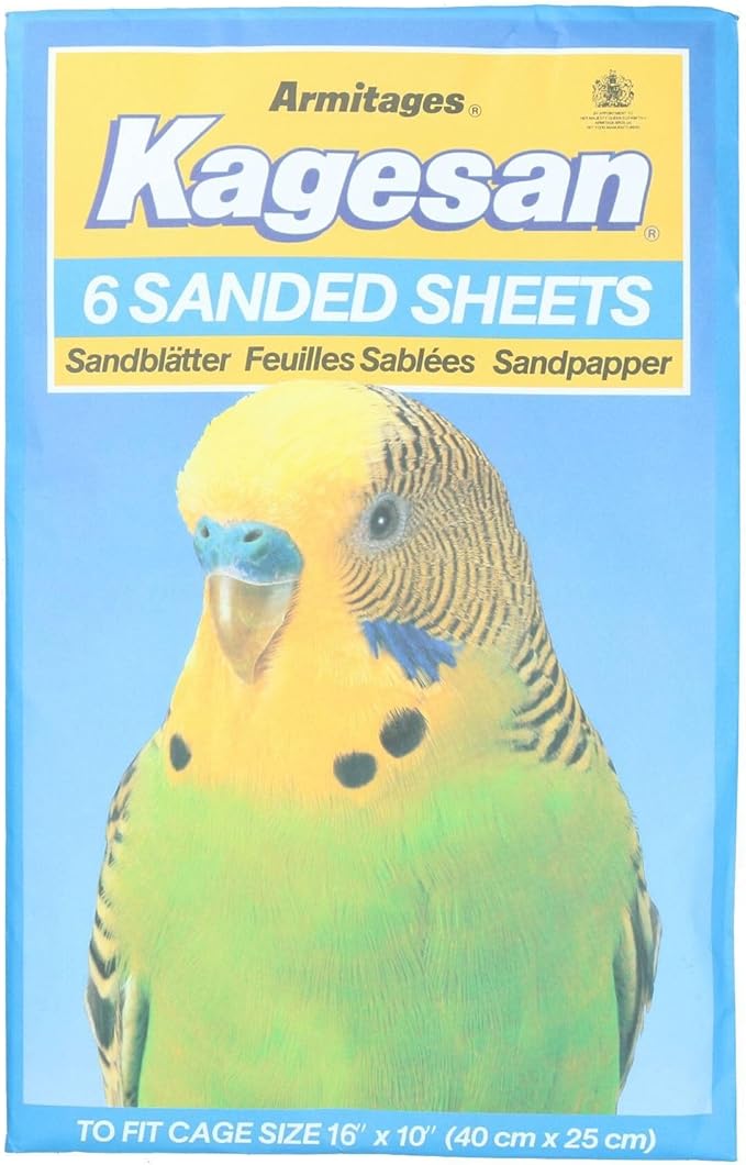 AB Tools 18 Sanded Sheets Sandpaper Cage Lining Budgies Caged Birds 25x40cm