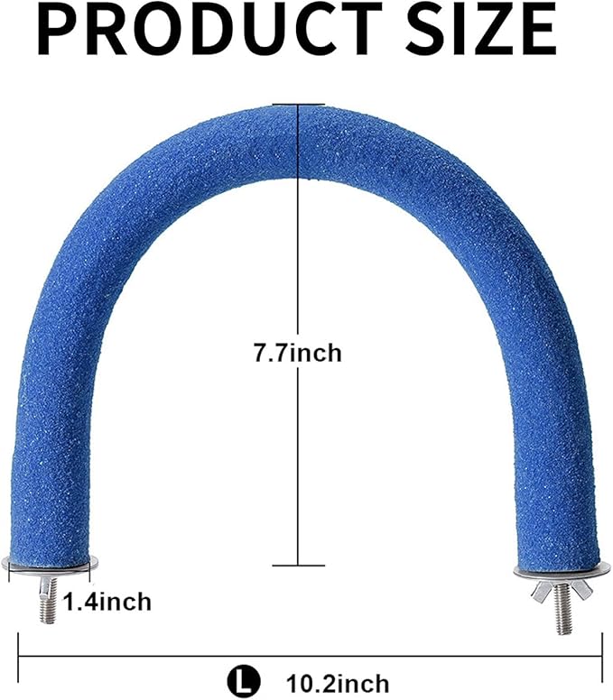 FrgKbTm U Shape Parrot Perch Stand Toy Bird Platform Sand Paw Grinding Clean Stick Exercise Conure Budgie Cockatiel Cage Accessories (Blue)