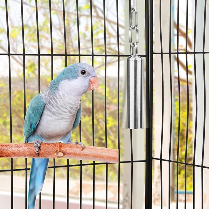 Hypeety Stainless Steel Bells Toy for Bird Parrot Macaw African Greys Amazon Eclectus Cockatoo Parakeet Cockatiels Birds Squirrel Cage Stand (S)