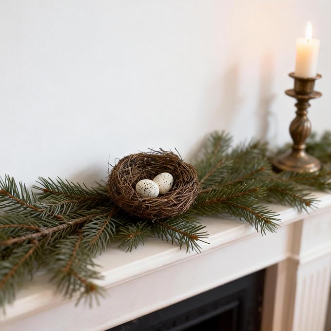 24PCS Small Faux Bird Nest with Eggs for Crafts Handwoven Artificial Rattan Mini Easter Bird Nests Decor for Easter Spring Home Garden Wedding Centerpiece Decorations