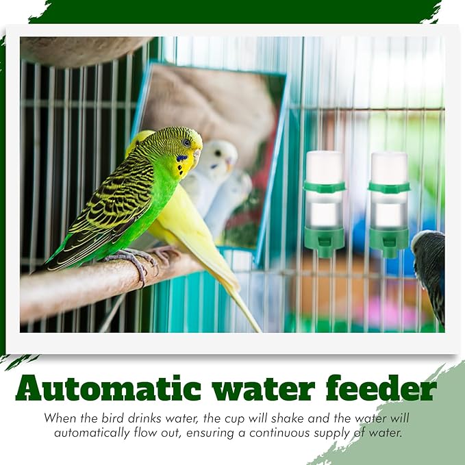 Threehoney 16 Pcs Automatic Bird Water Dispenser Bulk Plastic Bird Water Feeder Drinker Waterer for Pet Parrots Cage Parakeets Cockatiel Budgie Pigeon Quail Lovebirds Watering Supplies Drinking Bottle