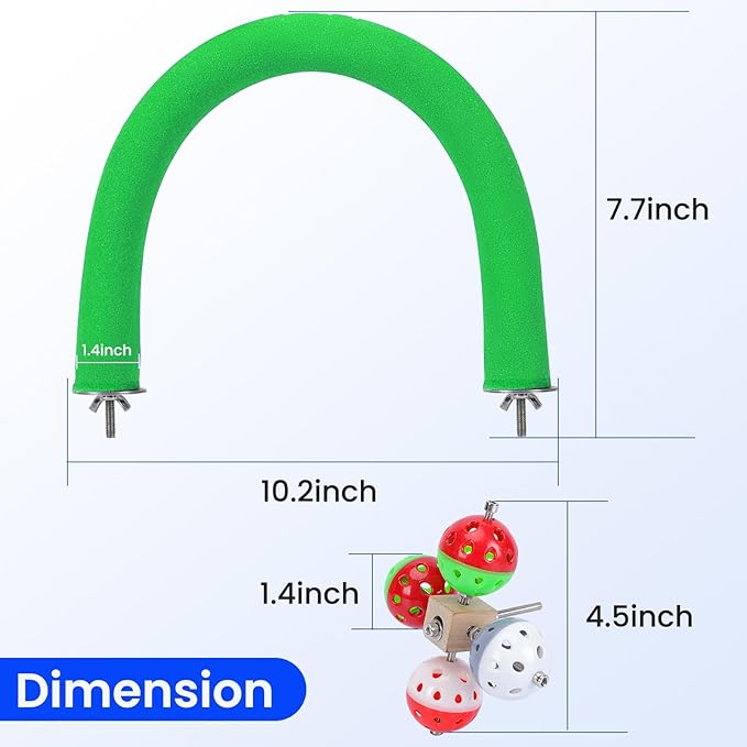 FrgKbTm U Shape Parrot Perch Stand Toy Bird Platform Sand Paw Grinding Clean Stick Exercise Conure Budgie Cockatiel Cage Accessories (Green-Rotate)