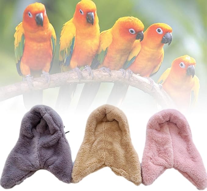 Corner Fleece Bird Blanket,Cuddle Nest Hanging Toy,Bird Comfort Corner Assorted Colors, Parrot Cage Snuggle Hut Warm Bird Nest House Bed Hanging Hammock Toy, for Parakeet Cockatiel Lovebirds Khaki L…