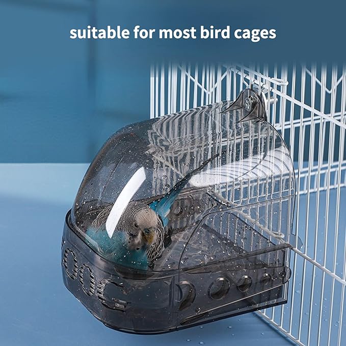 Bird Bath Cage, Cleaning Pet Supplies Cockatiel Bird Clear Bathtub with Hanging Hooks and Bottom Drawer for Little Bird Parrots Spacious Parakeets Portable Shower for Most Birdcage