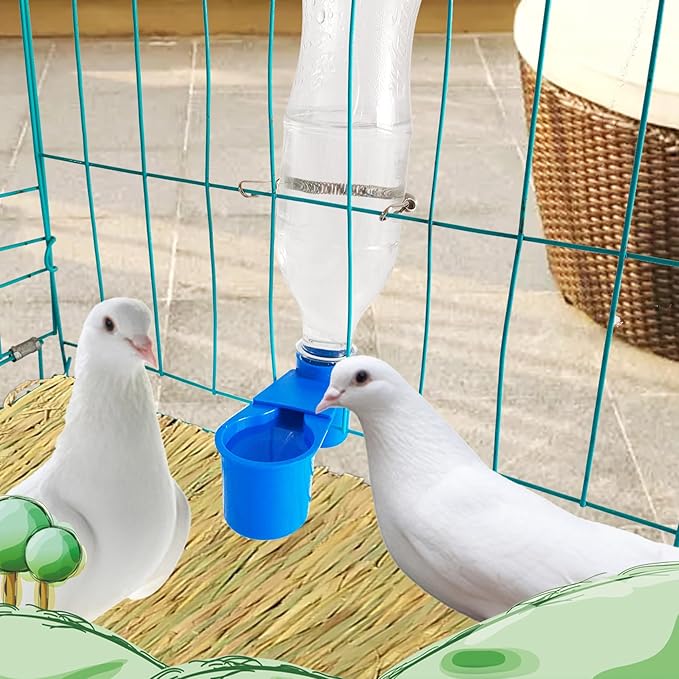 5 Pieces Automatic Bird Drinker Plastic Soda Bottle Cup Pigeon Water Guide Kit with Spring for Cage