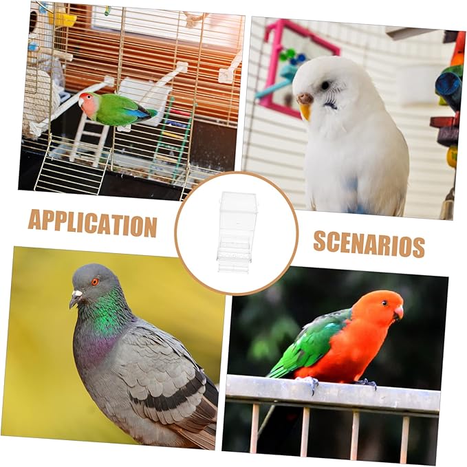 Milisten Automatic Bird Cage Feeder for Parrots Transparent Acrylic Pet Bird Food Dispenser No Spill Design for Parakeets Cockatiels and Lovebirds Birdhouse Feeder for Wild
