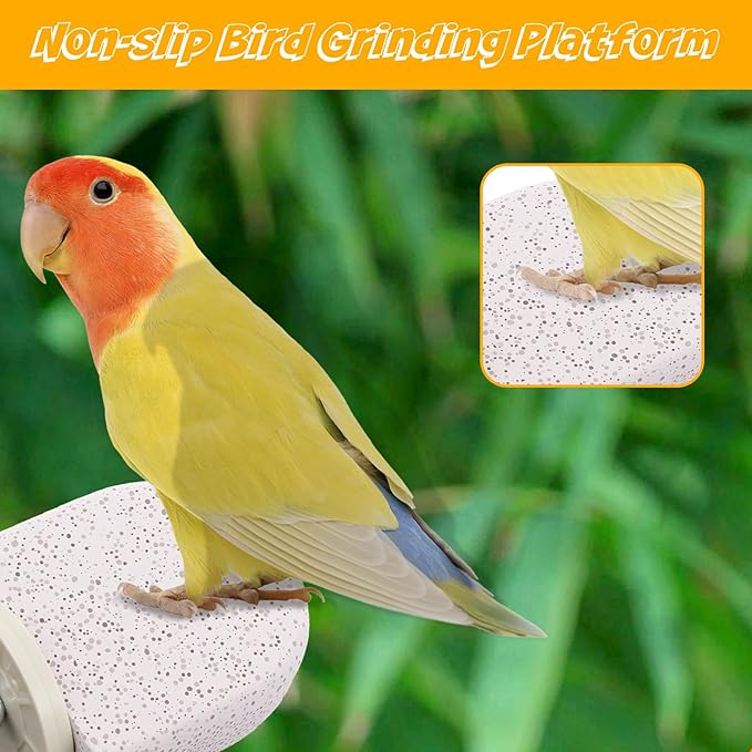 8 PCS Bird Perch Stands, Calcium Perch Beak Grinding Stone Foot Claws Trimmer Platform Chewing Toys for Small Medium Parrot Cockatiel Conure Lovebird Finch, 2.56x2.76 Inch