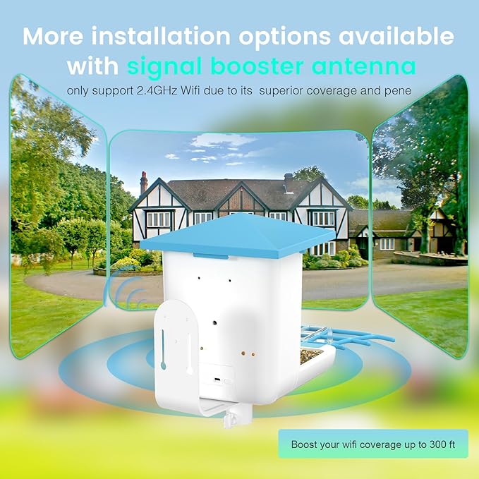 Smart Bird Feeder with Camera, AI Auto-Capture & Motion Detection, 5W Solar Panel, 170° View, Identify 16,000+ Birds, 2K HD Video, Ideal Gift for Outdoor Bird Watching(Blue)