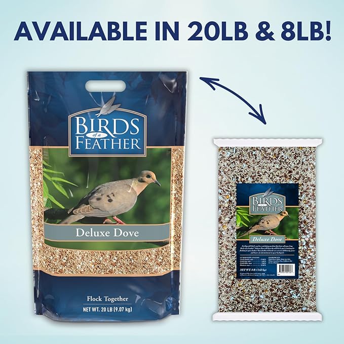 Brooks Brand Birds of a Feather Deluxe Dove Food, Pigeon Food, Mourning Dove Outdoor Bird Seed, Dove Bird Seed, Comida para Palomas, Made in USA, 8 lbs