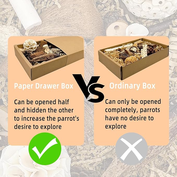 Bird Foraging Toys Parrot Chew Shredding Toys Bird Foraging Box for Parakeets Cockatiels Conures Lovebirds and Small to Medium Birds(Natural+Colorful)