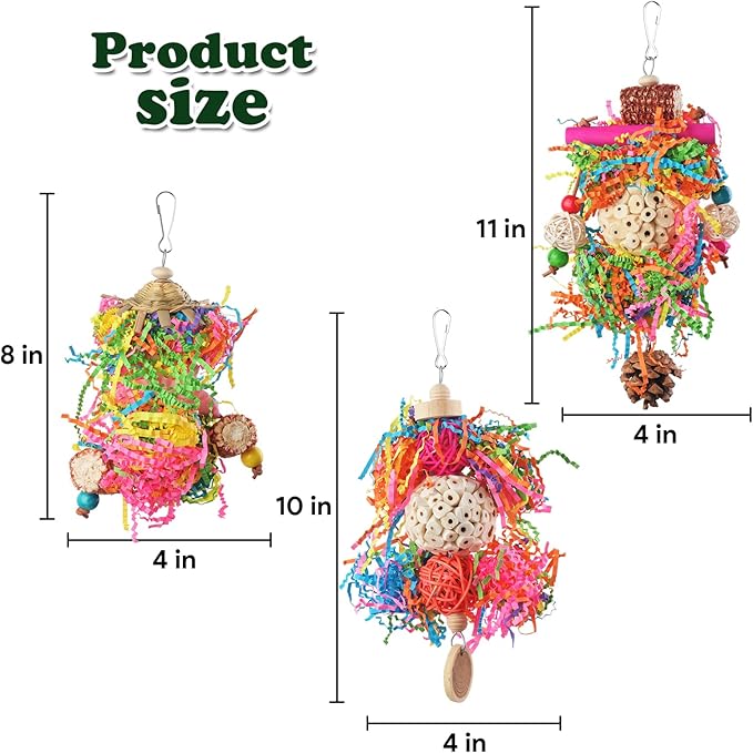 Bird Toys, Parakeet Foraging Toy, Hanging Chewing Toy, Bird Cage Accessories – Suitable for Cockatiels, Budgies, Lovebirds, Conures and Other Small Parrots