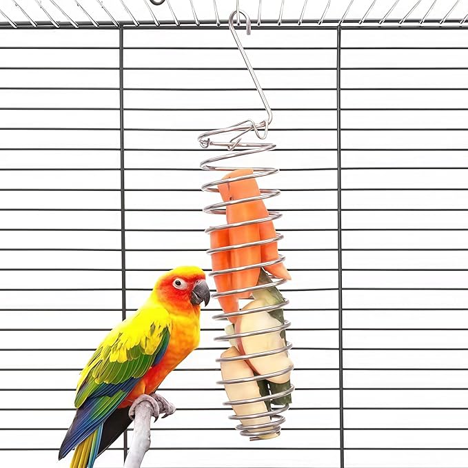 1 Pack Small Bird Millet Spray Holder & Snack Feeder - Hanging Parrot Treat Stand with Cuttlebone & Mineral Block for Beak Exercise, Metal Cage Accessories for Small Parrots & Parakeets Gifts