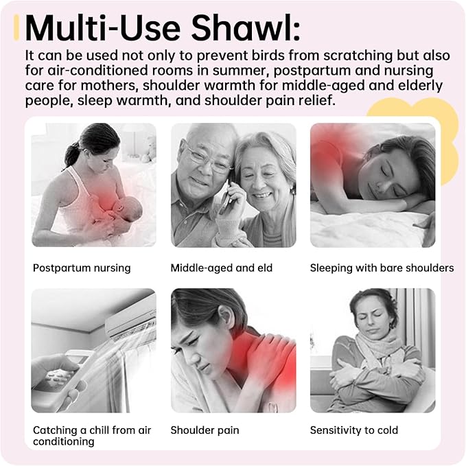 QBLEEV Parrot Anti-Scratch Shoulder Protector, Bird Diaper Poop Cover Pad for Parakeets Cockatiels Conures, Cotton Shawl Cape for Birds to Stand on Shoulders, Pet Arm Guard for Lovebirds Finches
