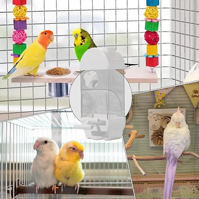 Automatic Bird Feeder - Parrot Automatic Feeder | Parrot Water Dispenser | Clear Bird Feeder Smart House Shaped Parakeet Feeder | Large Capacity Anti Spill Food Container Drinker Cage for Cockatiel